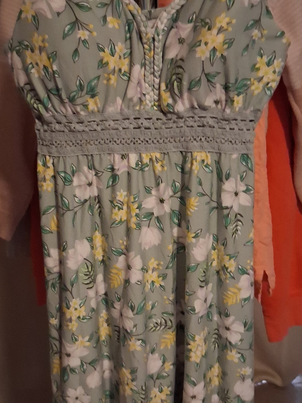 No Boundaries Sage Floral Smocked Waist Dress